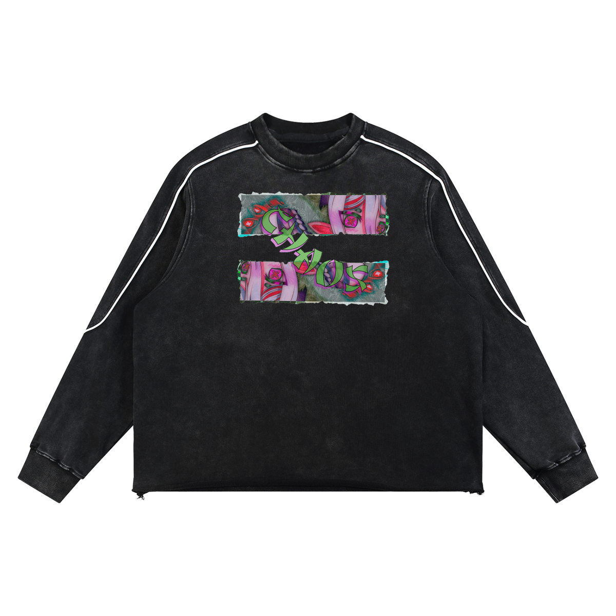 Snow washed sleeved CHAOS pull over
